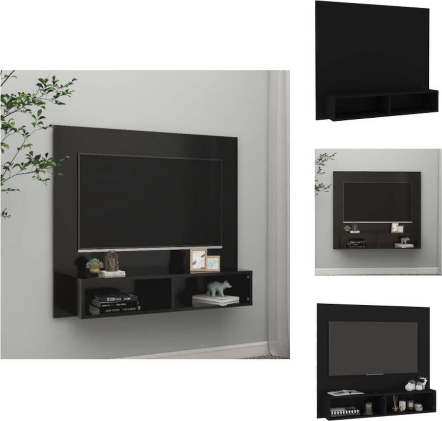 vidaXL TV-wandmeubel Zwart Spaanplaat 102 x 23.5 x 90 cm Montage vereist Kast