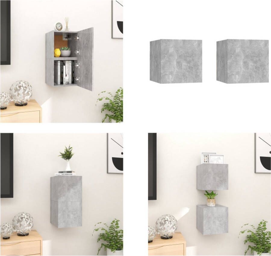VidaXL Tv-wandmeubelen 2 st 30 5x30x30 cm betongrijs Tv-kast Tv-kasten Tv-standaard Tv-standaarden