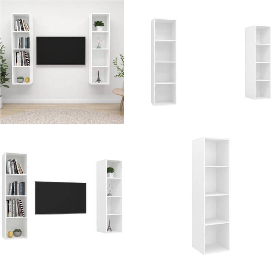 VidaXL Tv-wandmeubelen 2 st spaanplaat wit Tv-kast Tv-kasten Televisiekast Televisiekasten - Foto 2