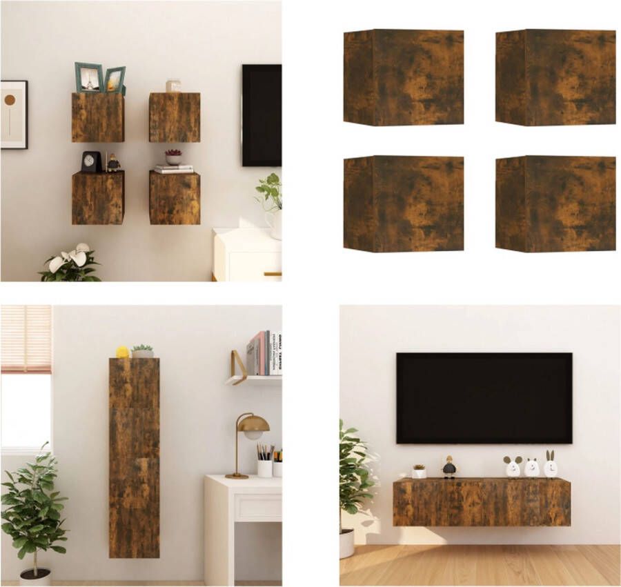 VidaXL -Tv-wandmeubelen-4-st-30 5x30x30-cm-gerookt-eikenkleurig - Foto 4
