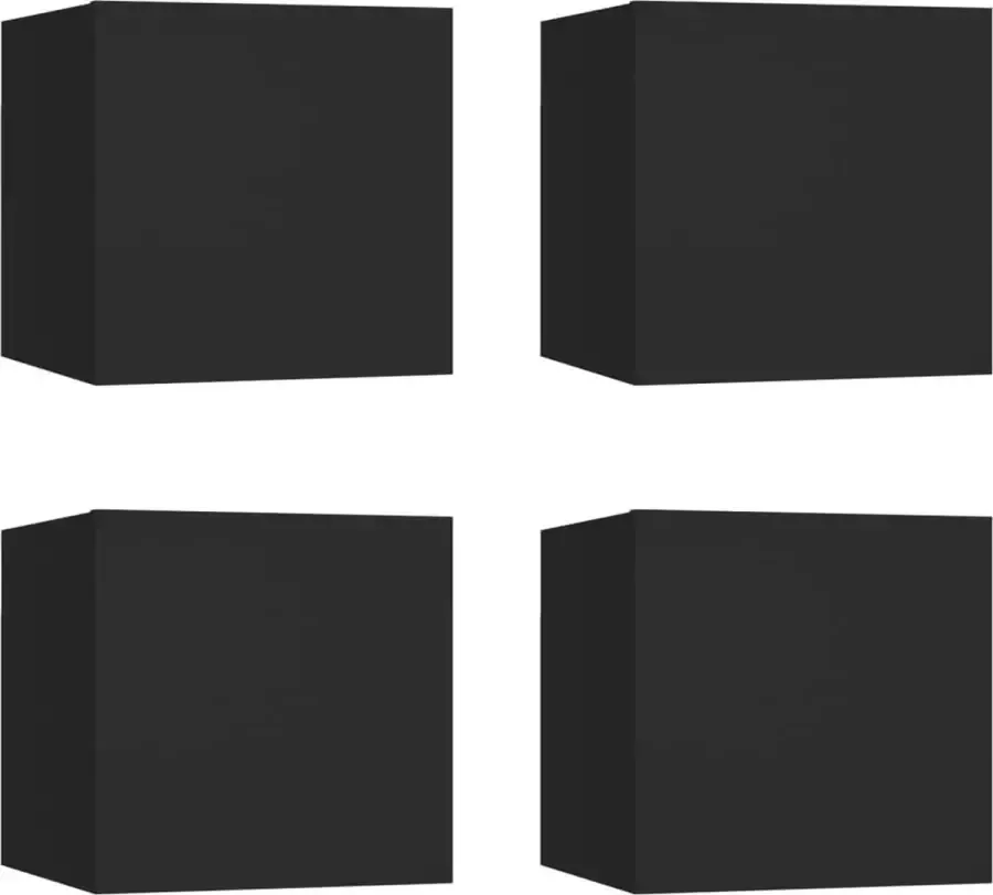 VidaXL -Tv-wandmeubelen-4-st-30 5x30x30-cm-zwart - Foto 2