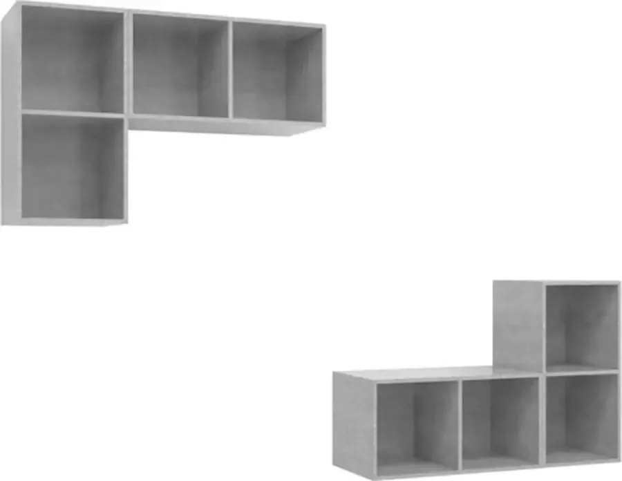 VidaXL Tv-wandmeubelen 4 st bewerkt hout betongrijs - Foto 4