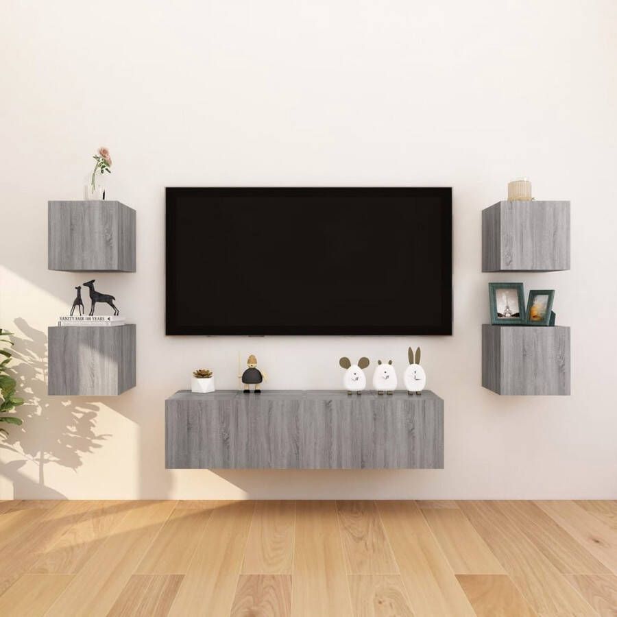 VidaXL -Tv-wandmeubelen-8-st-30 5x30x30-cm-grijs-sonoma-eikenkleurig