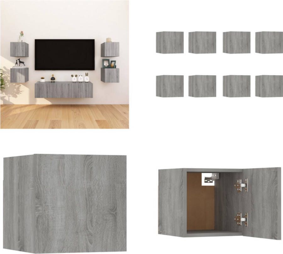 VidaXL Tv-wandmeubelen 8 st 30 5x30x30 cm grijs sonoma eikenkleurig Tv-wandmeubel Tv-wandmeubelen Tv-meubel Televisiemeubel