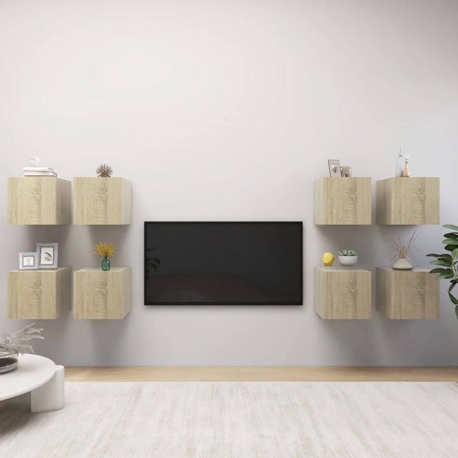 VidaXL -Tv-wandmeubelen-8-st-30 5x30x30-cm-sonoma-eikenkleurig - Foto 1