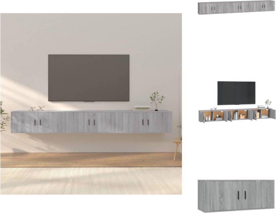 VidaXL Tv-kast Tv-kasten Tv-wandmeubel Televisiekast Tv-wandmeubels 3 st 100x34 5x40 cm grijs sonoma eikenkleurig