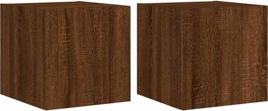 VidaXL Tv-wandmeubelen met LED 2 stuks Bruin Eiken Tv-meubel Tv-wandmeubel Zwevend Tv-meubel Led Tv-meubel Houten Tv-meubel