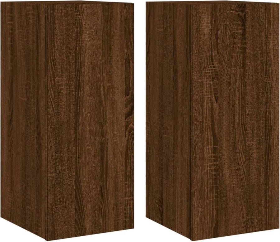 VidaXL Tv-wandmeubelen met LED bruin eiken Tv Wandmeubel Houten Tv Kast Led Tv Kast Mediabox Opbergvakken