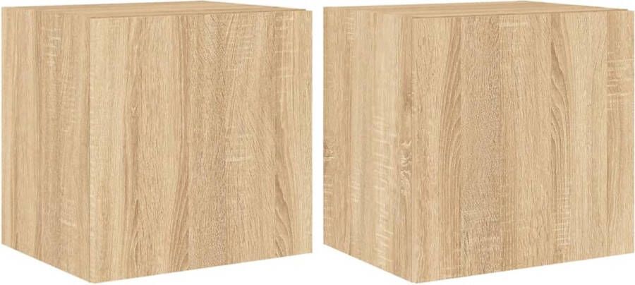 VidaXL -Tv-wandmeubelen-met-LED-2-st-40 5x35x40-cm-sonoma-eikenkleurig - Foto 4