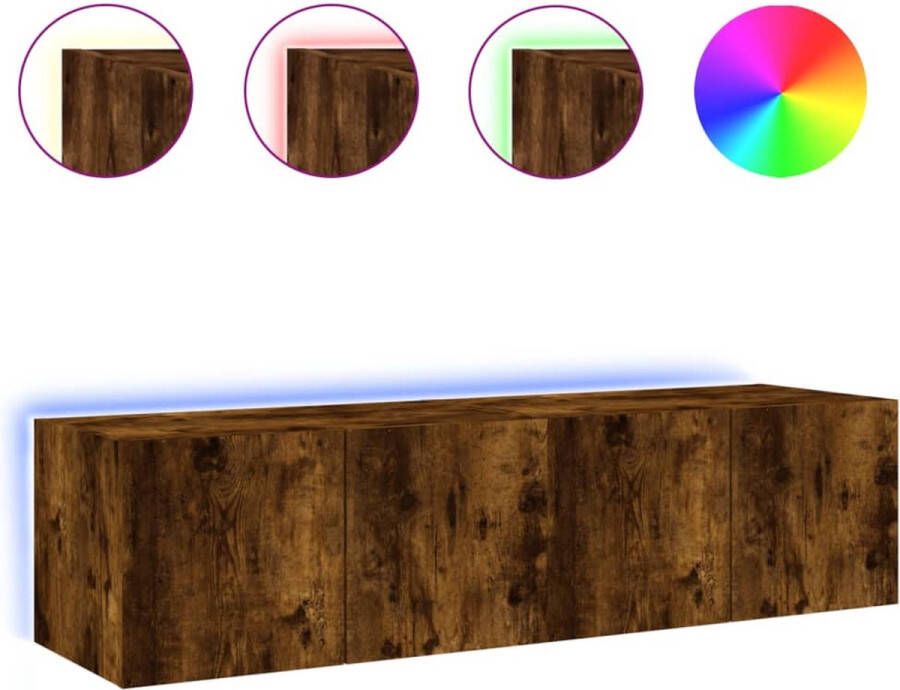 VidaXL -Tv-wandmeubelen-met-LED-2-st-60x35x31-cm-gerookt-eikenkleurig - Foto 3