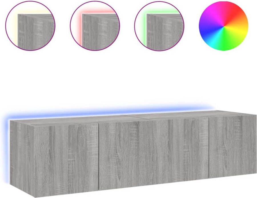 VidaXL -Tv-wandmeubelen-met-LED-2-st-60x35x31-cm-grijs-sonoma-eiken - Foto 3