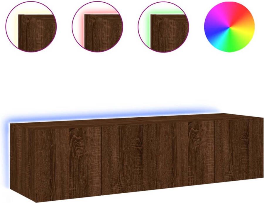 VidaXL -Tv-wandmeubelen-met-LED-verlichting-2-st-60x35x31-cm-bruineiken - Foto 4