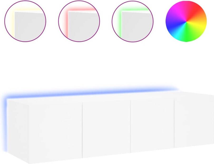 VidaXL -Tv-wandmeubelen-met-LED-verlichting-2-st-60x35x31-cm-wit - Foto 4
