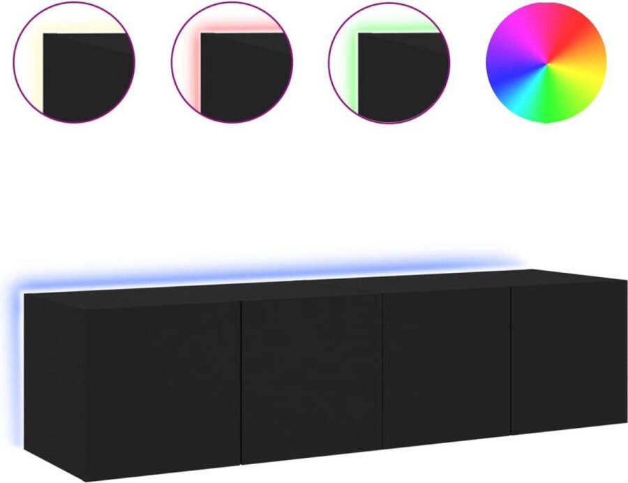 VidaXL -Tv-wandmeubelen-met-LED-verlichting-2-st-60x35x31-cm-zwart - Foto 4