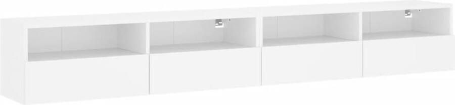 VidaXL Tv-wandmeubels 2 stuks Wit Bewerkt hout Tv Kast Tv Meubel Wandmontage Opbergruimte Houten Meubilair