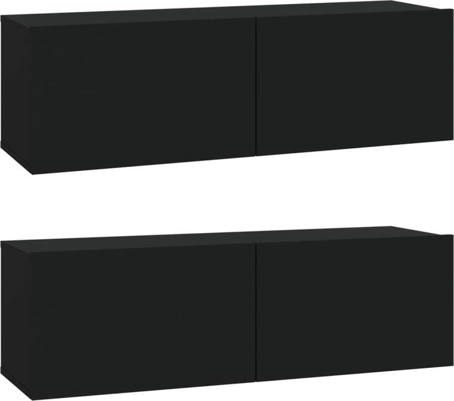 VidaXL -Tv-wandmeubels-2-st-100x30x30-cm-bewerkt-hout-zwart - Foto 2