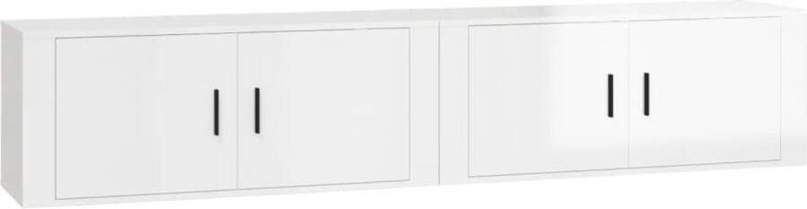 VidaXL Tv-wandmeubels hoogglans wit set van 2 TV Meubel Wandmontage Houten Tv Stand Wit Tv Meubel Opbergruimte Tv Livingroom Furniture