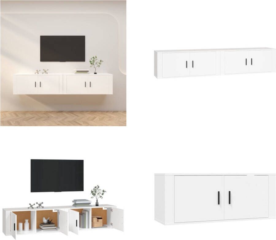 vidaXL Tv-wandmeubels 2 st 100x34-5x40 cm wit Tv-kast Tv-kasten Tv-wandmeubel Televisiekast