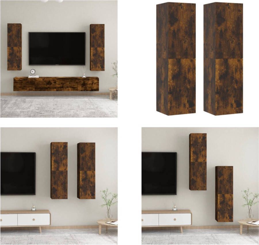 VidaXL Tv-wandmeubels 2 st 30 5x30x110 cm gerookt eikenkleurig Tv-wandmeubel Tv-wandmeubels Tv-meubel Televisiemeubel