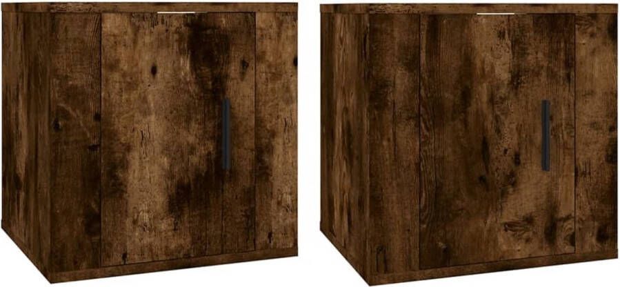 VidaXL Tv-wandmeubels 2 stuks Gerookt Eiken TV Meubel Wandmontage Houten TV Kast Tv Stand Bruine TV Kast Rustieke TV Kast Living Room Furniture