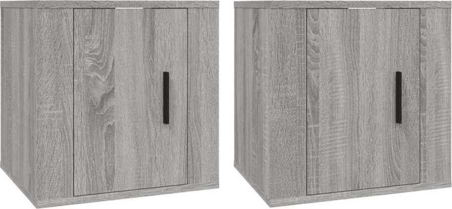 VidaXL Tv-wandmeubel 2 stuks Grijs Sonoma Eiken 40 cm Tv-tafel Tv-standaard Salontafel Houten Tafel Grijze Tv-tafel Sonoma Eiken Wandmontage