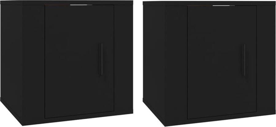 VidaXL Tv-wandmeubels 2 st zwart 40x34 5x40 cm TV Wandplank Tv Meubel Tv Kast Houten Tv Stand Black Tv Unit Mediabox Salontafel - Foto 2