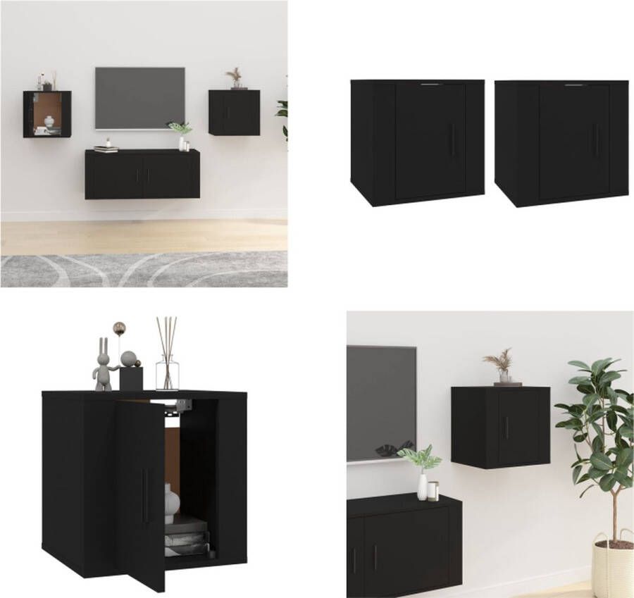 VidaXL Tv-wandmeubels 2 st 40x34 5x40 cm zwart Tv-kast Tv-kasten Televisiekast Bijzetkast