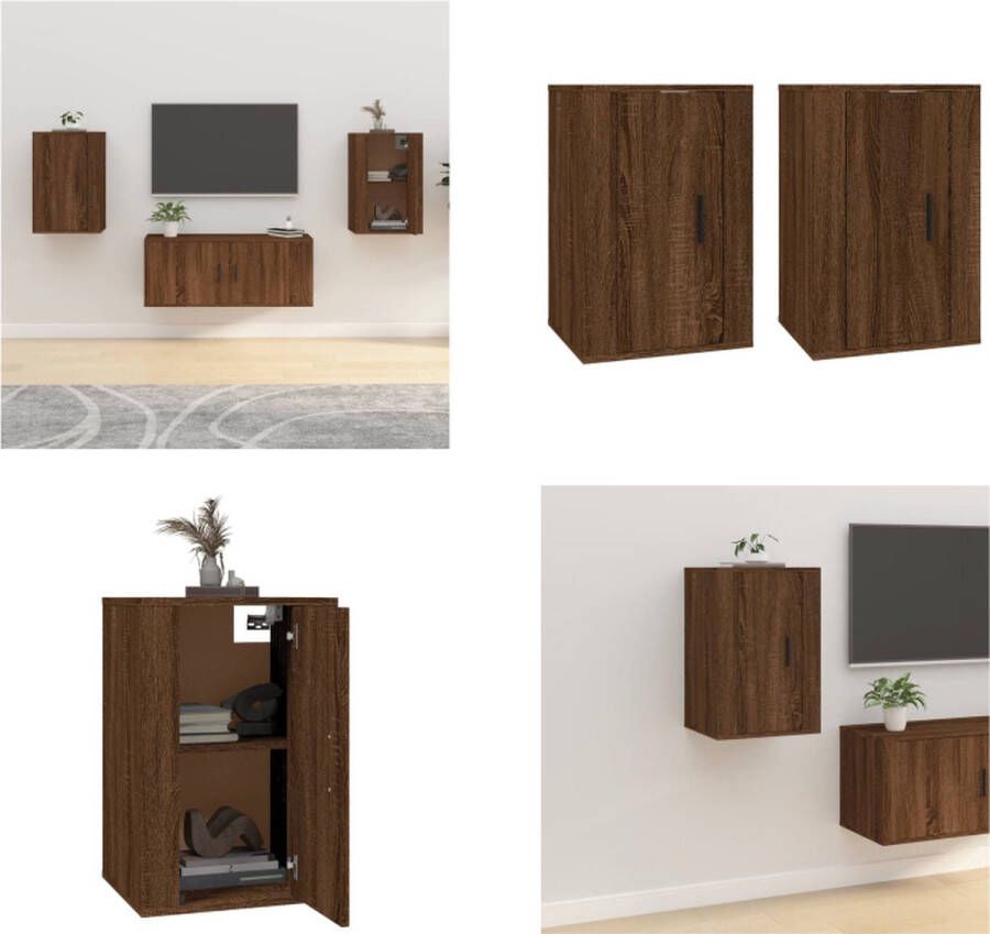 VidaXL -Tv-wandmeubels-2-st-40x34 5x60-cm-bruineikenkleurig - Foto 2
