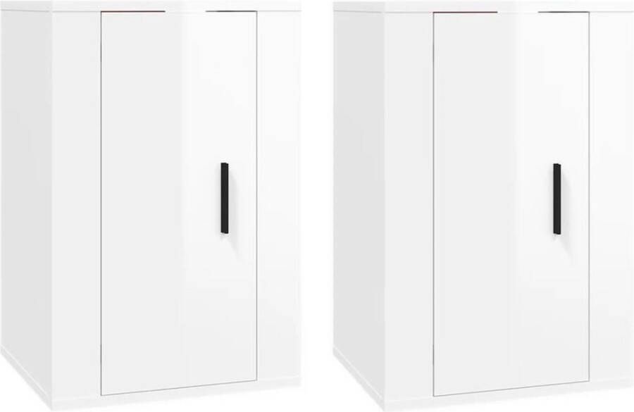 VidaXL Tv-wandmeubels Hoogglans wit Set van 2 TV Wandmeubel Tv Meubel Houtsoort Witte Meubels Woonkamerdecoratie Opbergoplossing Modern Design Minimalistisch Compact
