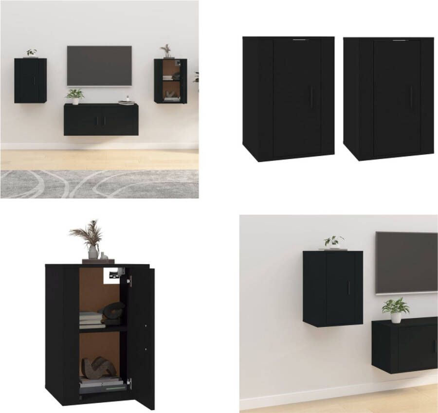 VidaXL Tv-wandmeubels 2 st 40x34-5x60 cm zwart Tv-kast Tv-kasten Televisiekast Bijzetkast