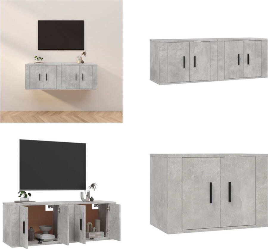 vidaXL Tv-wandmeubels 2 st 57x34-5x40 cm betongrijs Tv-kast Tv-kasten Tv-wandmeubel Televisiekast