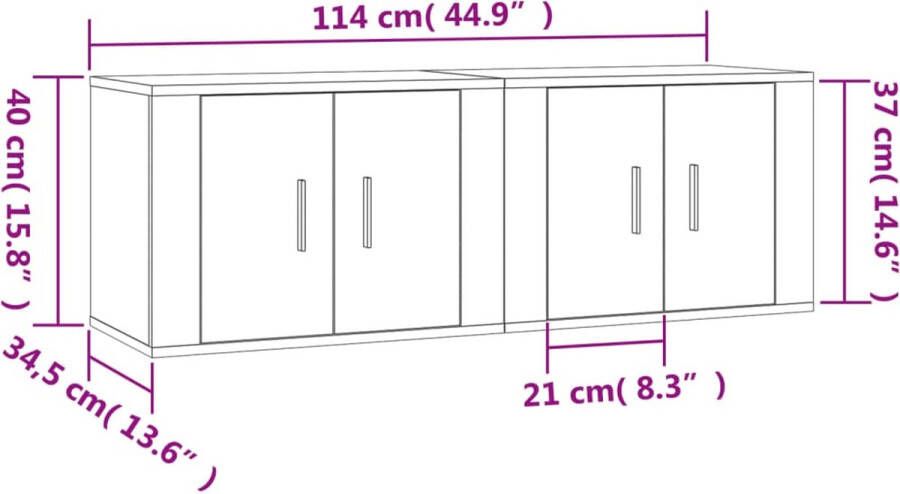 VidaXL -Tv-wandmeubels-2-st-57x34 5x40-cm-bruineikenkleurig - Foto 3