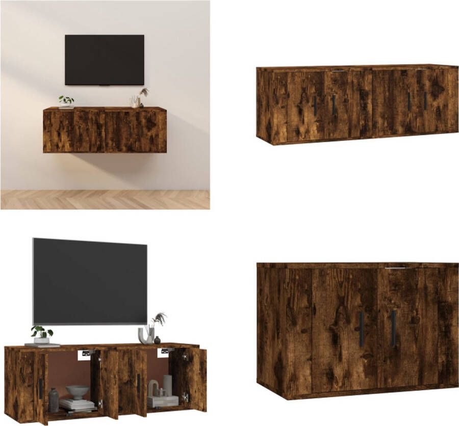 VidaXL Tv-wandmeubels 2 st 57x34 5x40 cm gerookt eikenkleurig Tv-kast Tv-kasten Tv-wandmeubel Televisiekast
