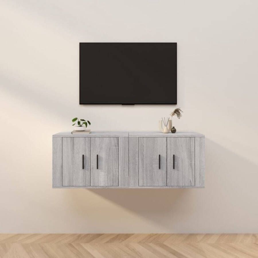 VidaXL -Tv-wandmeubels-2-st-57x34 5x40-cm-grijs-sonoma-eikenkleurig - Foto 3