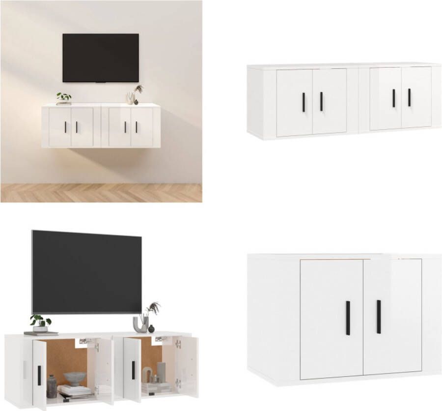 VidaXL Tv-wandmeubels 2 st 57x34-5x40 cm hoogglans wit Tv-kast Tv-kasten Tv-wandmeubel Televisiekast