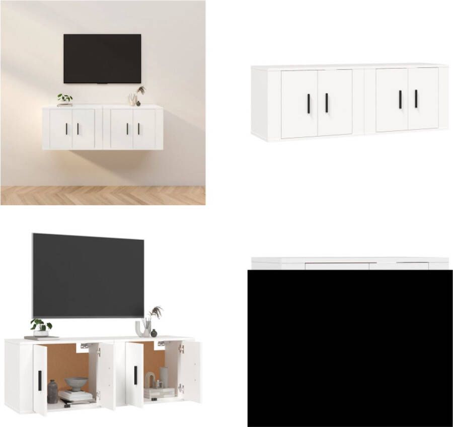 VidaXL Tv-wandmeubels 2 st 57x34 5x40 cm wit Tv-kast Tv-kasten Tv-wandmeubel Televisiekast - Foto 2