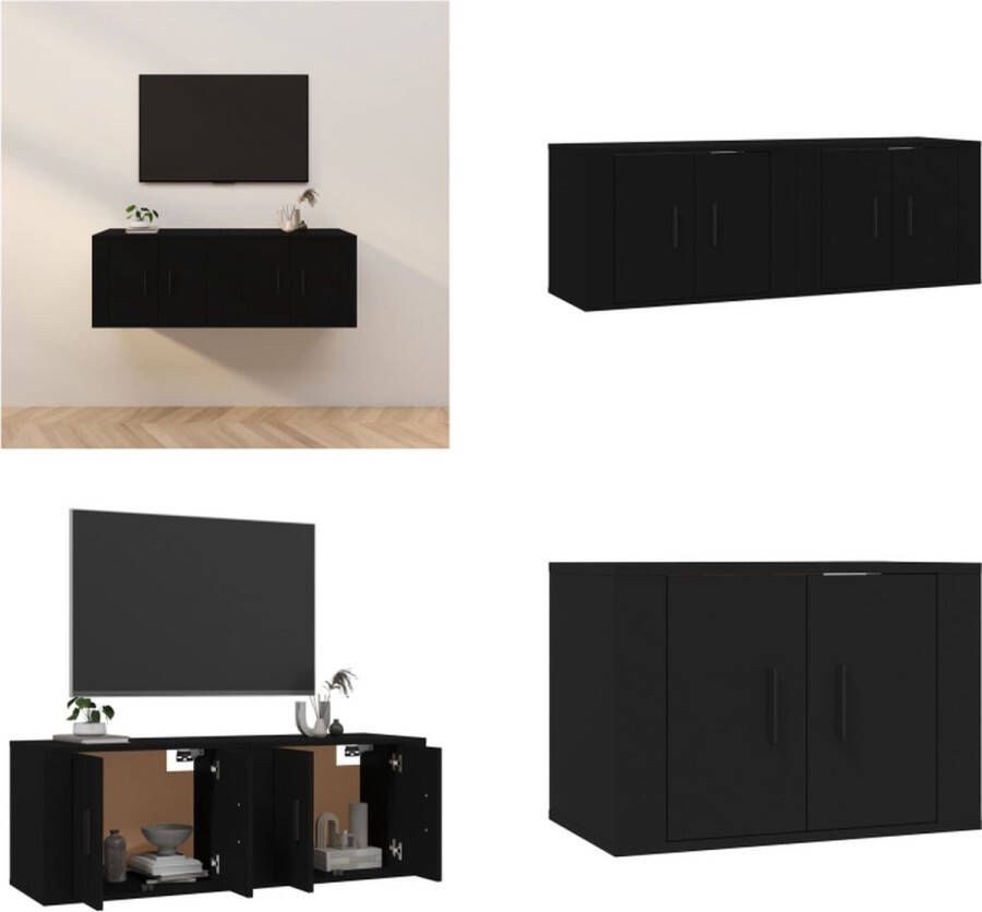 VidaXL Tv-wandmeubels 2 st 57x34-5x40 cm zwart Tv-kast Tv-kasten Tv-wandmeubel Televisiekast