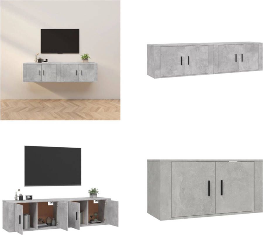 VidaXL Tv-wandmeubels 2 st 80x34-5x40 cm betongrijs Tv-kast Tv-kasten Tv-wandmeubel Televisiekast