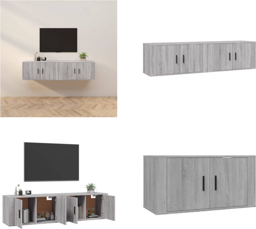 VidaXL Tv-wandmeubels 2 st 80x34-5x40 cm grijs sonoma eikenkleurig Tv-kast Tv-kasten Tv-wandmeubel Televisiekast