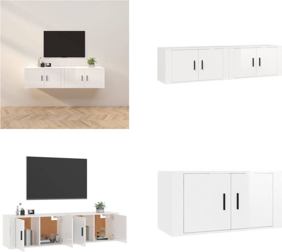 VidaXL Tv-wandmeubels 2 st 80x34-5x40 cm hoogglans wit Tv-kast Tv-kasten Tv-wandmeubel Televisiekast