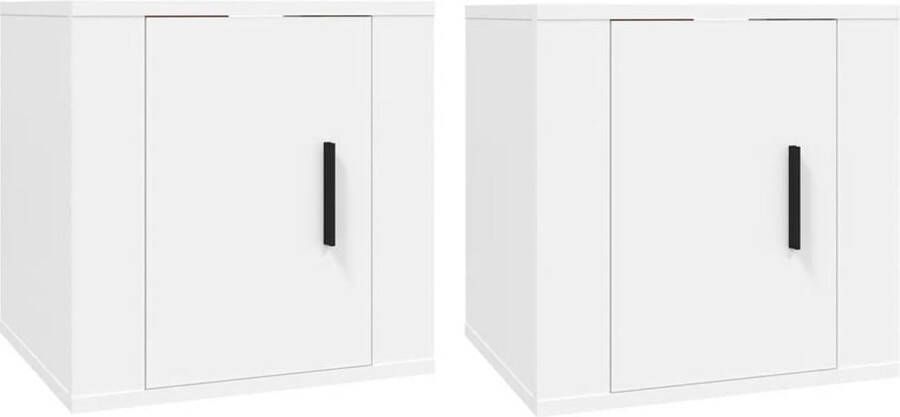 VidaXL Tv-wandmeubels 2 stuks Wit 40x34 5x40 cm TV Wandmeubel Houten TV Meubel Wit TV Meubel Salontafel Mediabox Opbergvakken Wandmontage