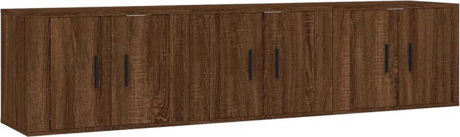 VidaXL Tv-wandmeubels 3 stuks Bruin eiken 57 cm Tv Meubel Houten Tv Stand Tv Wandmontage Opbergkasten Salon Meubilair Bruine Eiken Meubil