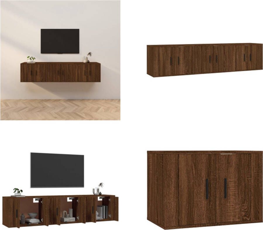 VidaXL Tv-wandmeubels 3 st 57x34-5x40 cm bruineikenkleurig Tv-kast Tv-kasten Tv-wandmeubel Televisiekast