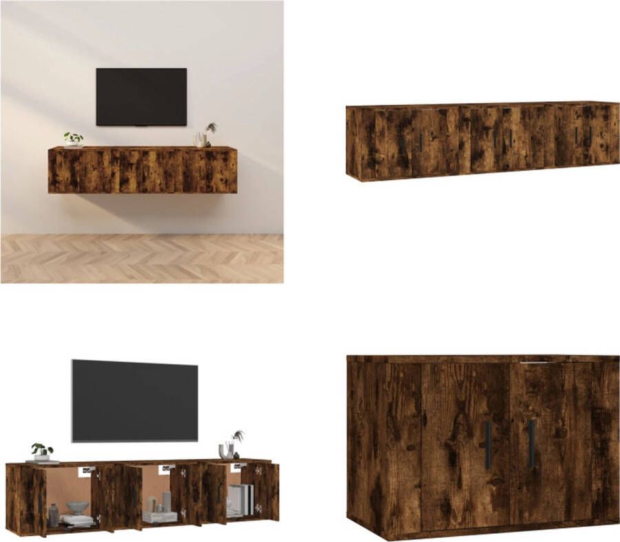 VidaXL Tv-wandmeubels 3 st 57x34 5x40 cm gerookt eikenkleurig Tv-kast Tv-kasten Tv-wandmeubel Televisiekast