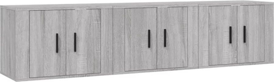 VidaXL -Tv-wandmeubels-3-st-57x34 5x40-cm-grijs-sonoma-eikenkleurig - Foto 2