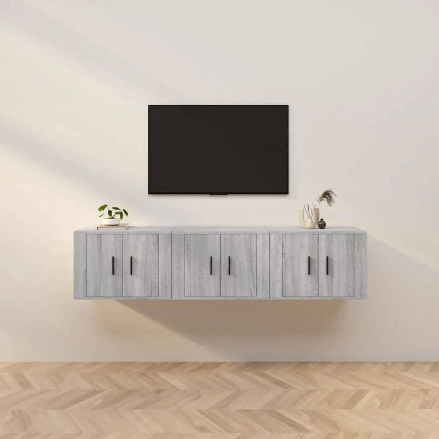 VidaXL -Tv-wandmeubels-3-st-57x34 5x40-cm-grijs-sonoma-eikenkleurig - Foto 3