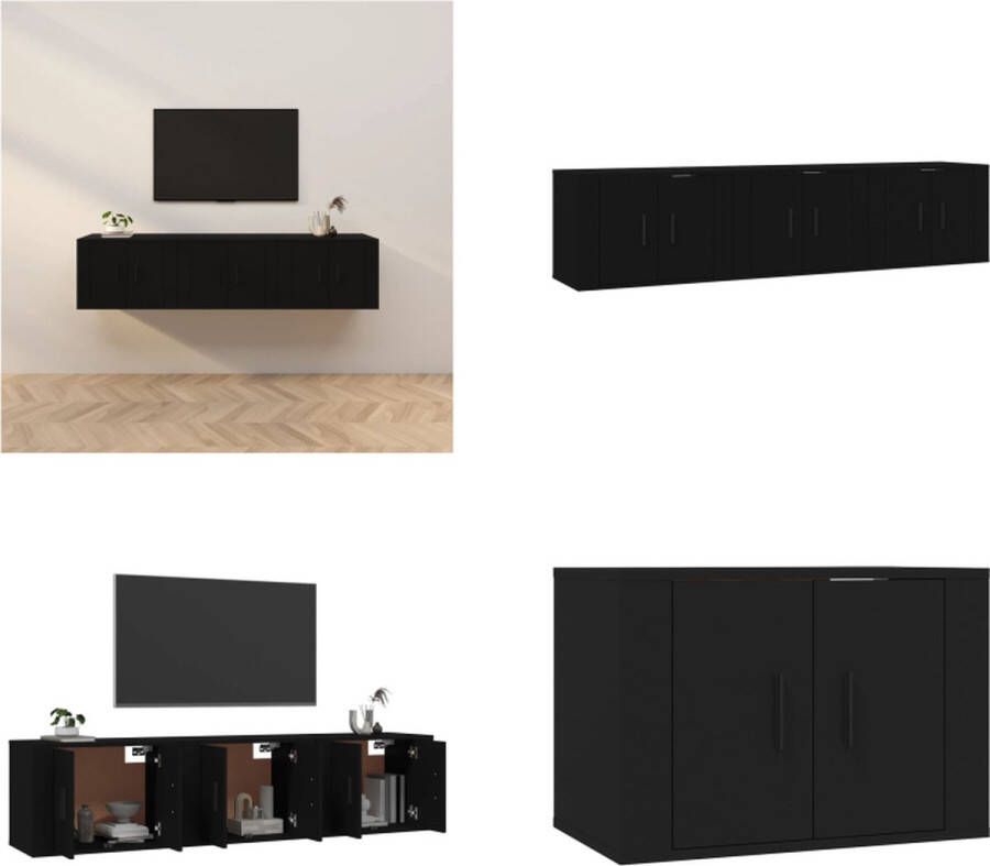 VidaXL Tv-wandmeubels 3 st 57x34-5x40 cm zwart Tv-kast Tv-kasten Tv-wandmeubel Televisiekast