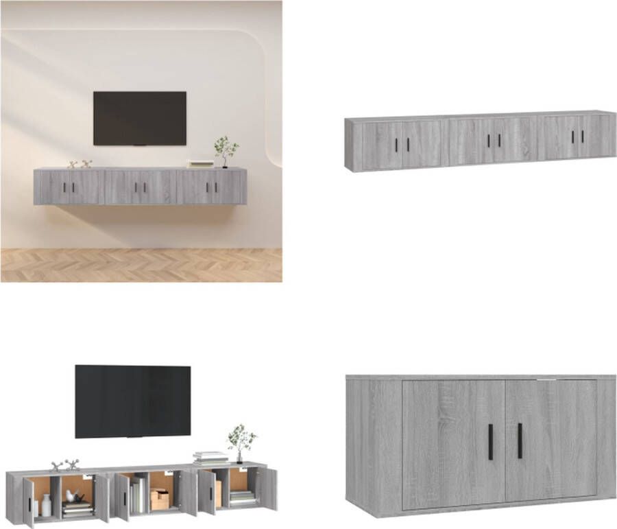 VidaXL Tv-wandmeubels 3 st 80x34-5x40 cm grijs sonoma eikenkleurig Tv-kast Tv-kasten Tv-wandmeubel Televisiekast