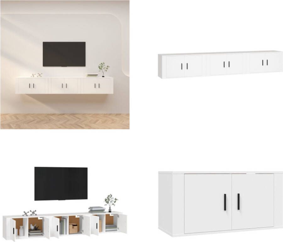 vidaXL Tv-wandmeubels 3 st 80x34-5x40 cm wit Tv-kast Tv-kasten Tv-wandmeubel Televisiekast