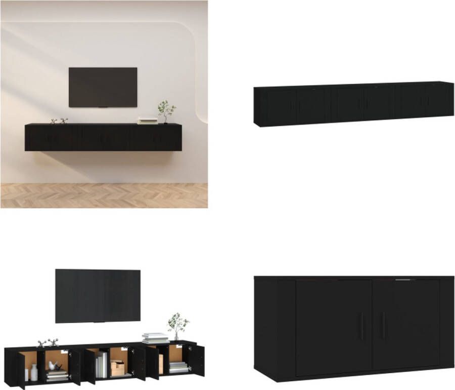 VidaXL Tv-wandmeubels 3 st 80x34-5x40 cm zwart Tv-kast Tv-kasten Tv-wandmeubel Televisiekast